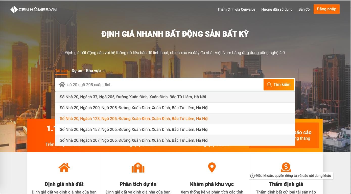Cen Homes ra mắt tính năng định giá online – bước đột phá trong lĩnh vực BĐS