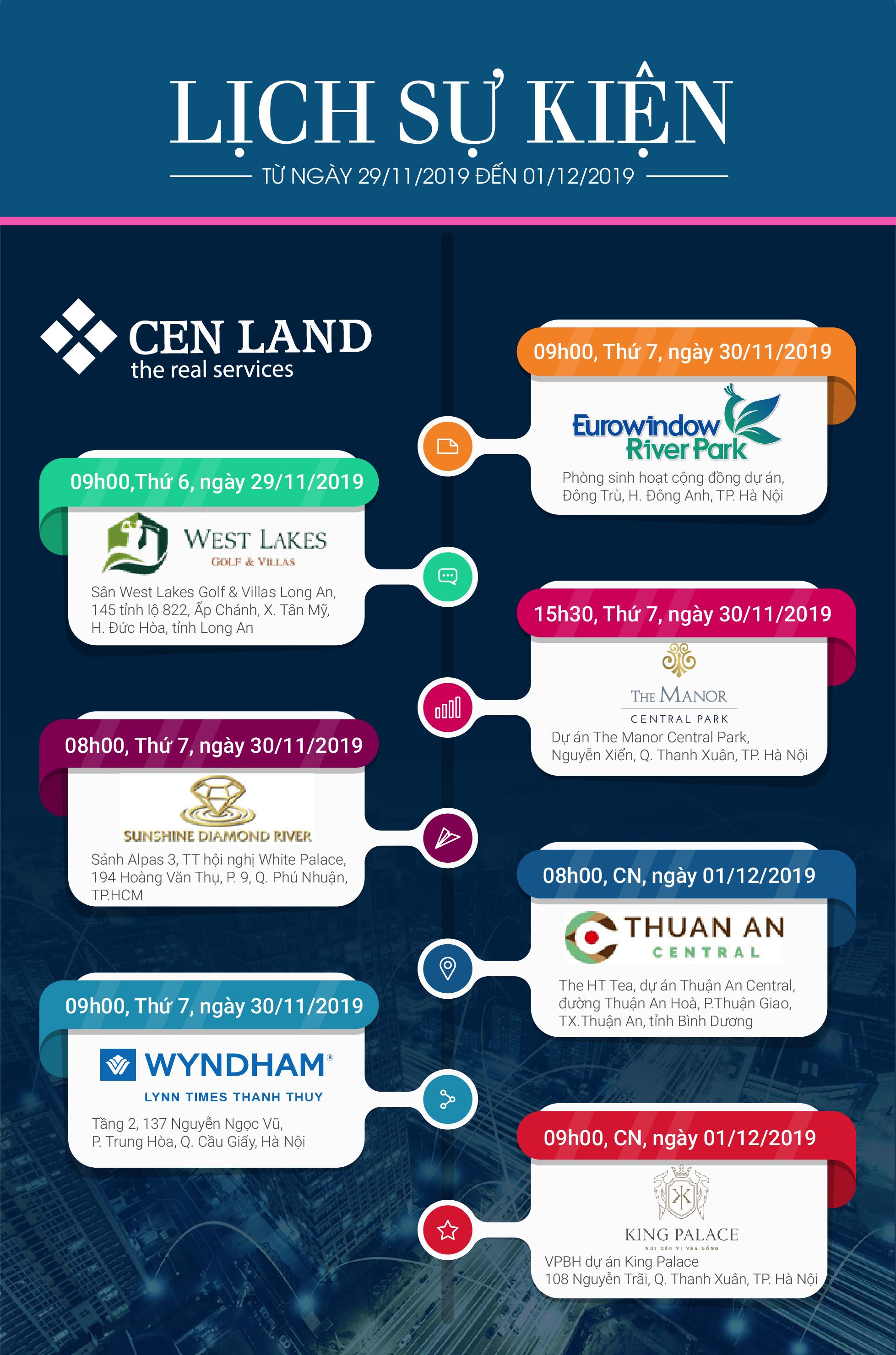 Lịch sự kiện tuần 5 tháng 11 năm 2019 tại Cen Land