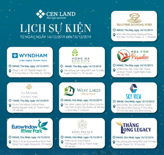 Lịch sự kiện tuần 2 tháng 12 năm 2019 tại Cen Land