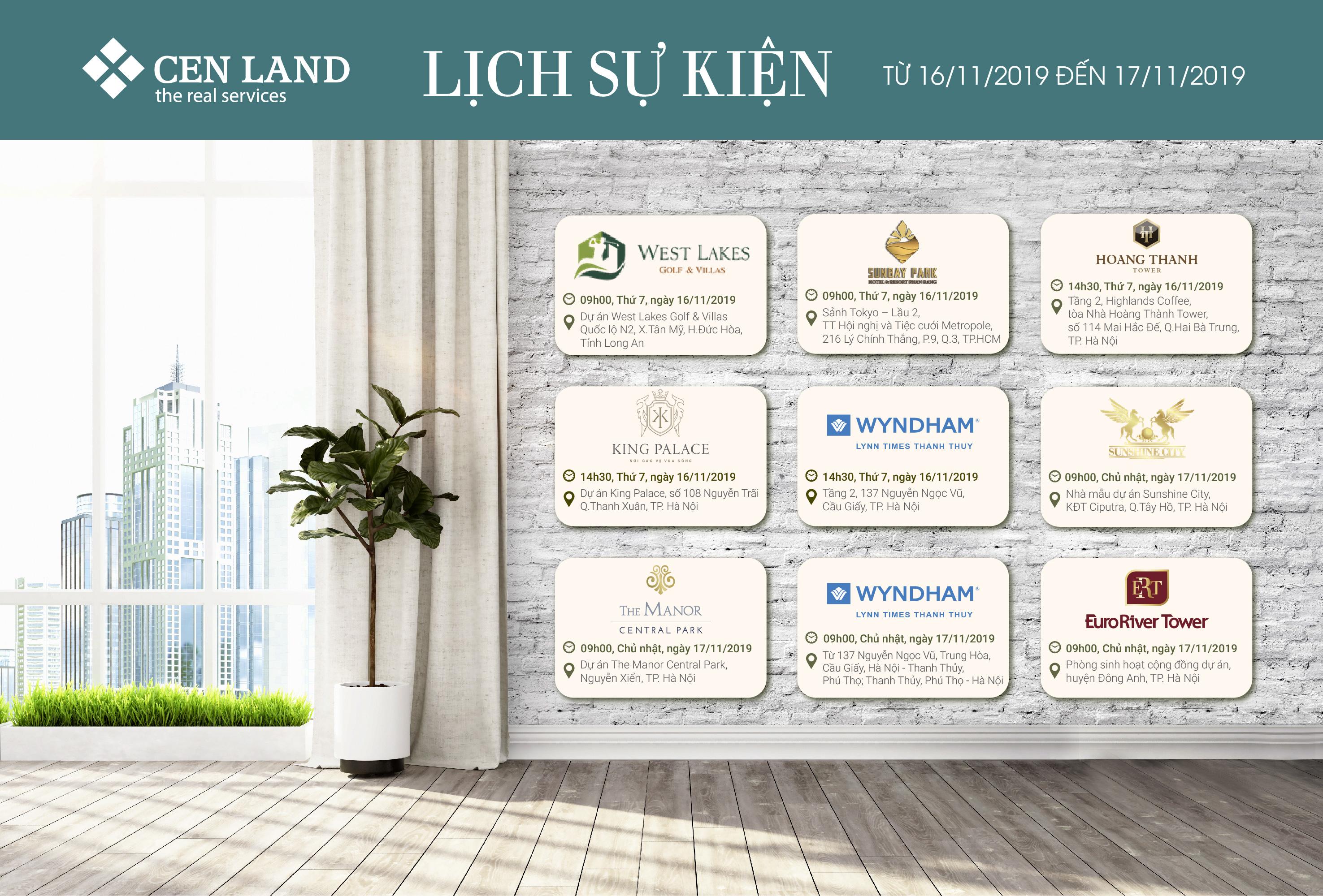 Lịch sự kiện tuần 3 tháng 11 năm 2019 tại Cen Land