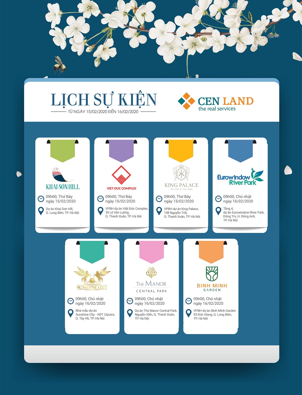 Lịch sự kiện tuần 2 tháng 2 năm 2020 tại Cen Land