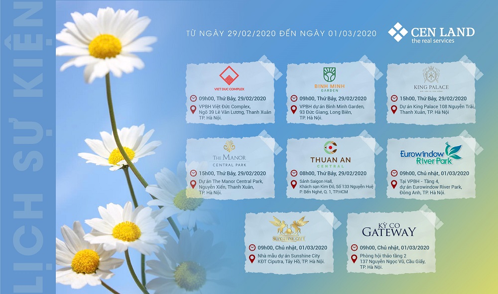 Lịch sự kiện tuần 4 tháng 2 năm 2020 tại Cen Land