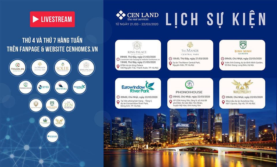 Lịch sự kiện tuần 3 tháng 3 năm 2020 tại Cen Land