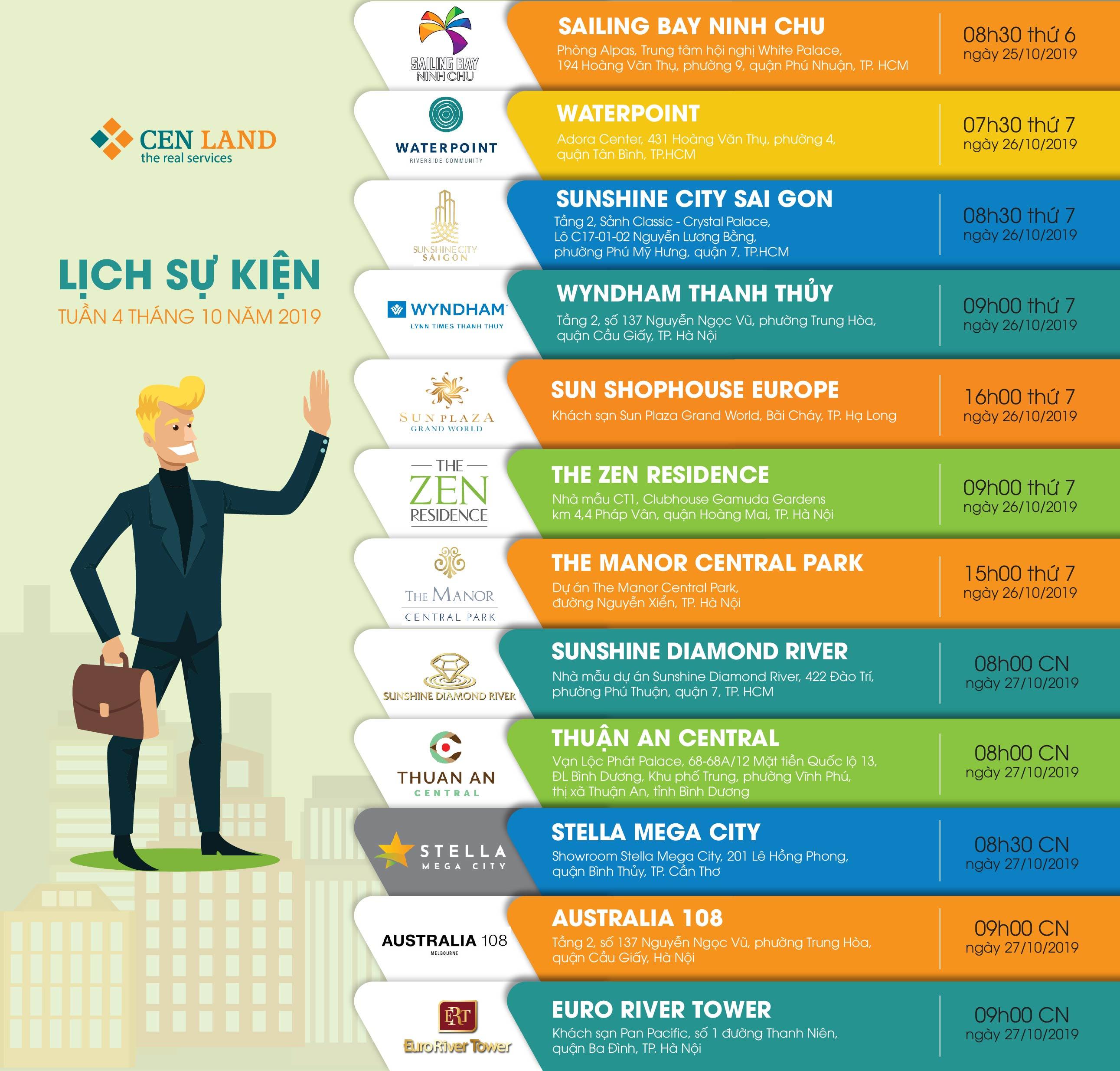 Lịch sự kiện tuần 4 tháng 10 năm 2019 tại Cen Land